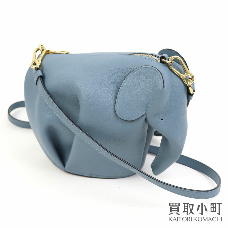 【新品同様】ロエベ 【LOEWE】 エレファント ミニバッグ ストーンブルー クラシックカーフ レザー アニマル 2WAYショルダー ポシェット 斜め掛け ポーチ 象モチーフ 199.30.M93 ANIMALES ELEPHANT MINI BAG【Sランク】【美品】【中古】のサムネイル