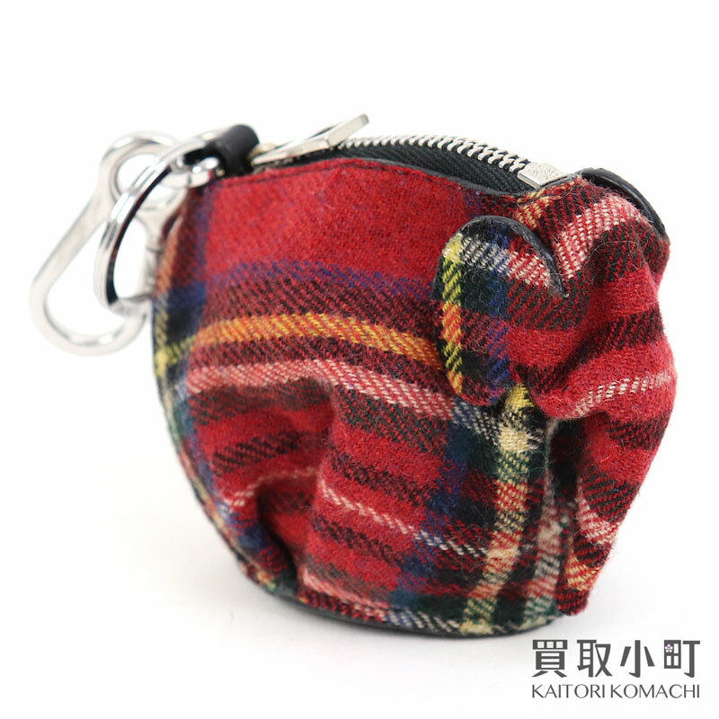 【美品】ロエベ 【LOEWE】 エレファント コインケース チェック柄 アニマル ポーチ 象モチーフ コインケース バッグチャーム キーホルダー ミニ ANIMALES ELEPHANT COIN CASE YELLOW【Aランク】【中古】のサムネイル