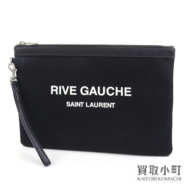 【最大3万円OFFクーポン! 9/1〜】【美品】サンローラン 【YVES SAINT LAURENT】リヴゴーシュ クラッチバッグ ブラック リネン キャンバス ポーチ セカンドバッグ ドキュメントケース 565722 96NAE 1070 YSL RIVE GAUCHE CLUTCH BAG 【中古】