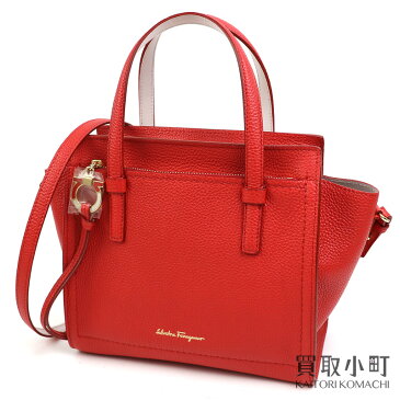 【最大5万円OFFクーポン! 9/5 10時〜】【未使用品】サルヴァトーレ フェラガモ【Salvatore Ferragamo】エイミー スモールサイズ トートバッグ ガンチーニ グレインカーフスキン レッド バイカラー 2WAYショルダー 21F478 07038【中古】