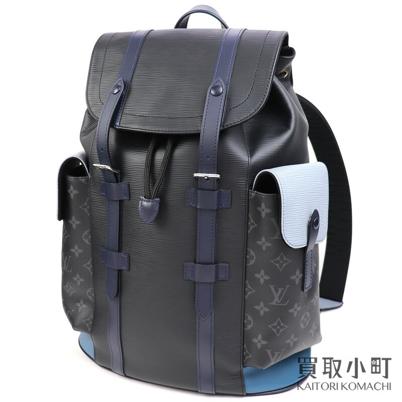 【美品】ルイヴィトン【LOUIS VUITTON】M53424 クリストファーPM エピ モノグラムエクリプス メンズ バックパック リュックサック デイパック サックアド ブルー LV CHRISTOPHER PM EPI NOIR BACKPACK【SAランク】【中古】