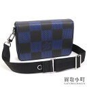 【最大1万円OFFクーポン! 5/5～】【美品】ルイヴィトン【LOUIS VUITTON】N50037 ステュディオ メッセンジャー ダミエアンフィニ 3D ブラック ブルー パターン ショルダーバッグ クロスボディ メンズ 斜め掛け LV STUDIO MESSENGER【【中古】