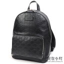 【美品】グッチ【GUCCI】グッチシグネチャーレザー バッグパック ブラック GGエンボス カーフス ...