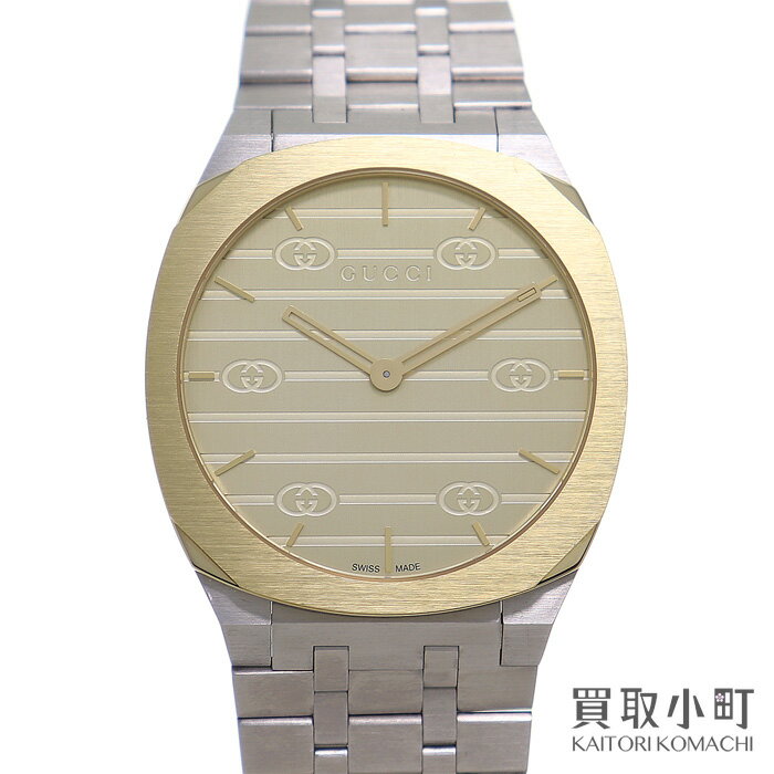 【美品】グッチ【GUCCI】グッチ25H クオーツ スチール ゴールド ウォッチ 38mm SSブレス 18Kイエローゴールドプレーテッド マルチレイヤー インターロッキングG 男女兼用腕時計 673123 ICUA0 9812 YA163405 GUCCI 25H WATCH【SAランク】【中古】