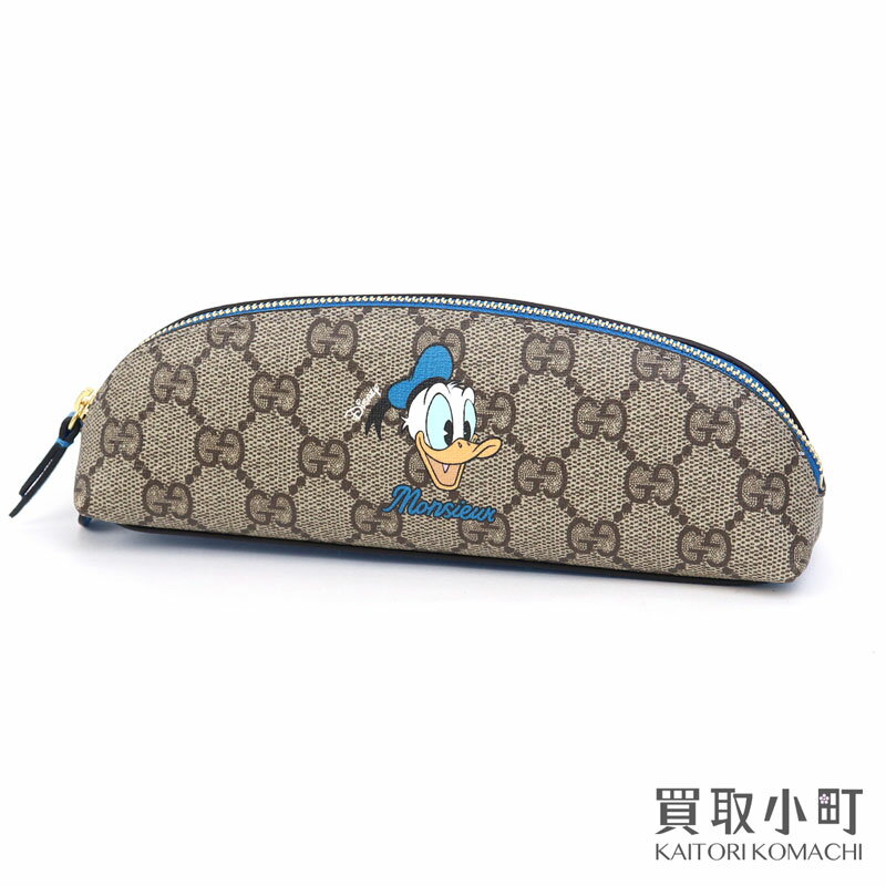 【最大1万円OFFクーポン 5/20～】【未使用品】グッチ×ディズニー【DISNEY×GUCCI】ドナルドダック ペンケース GGスプリーム 筆箱 ベージュ 文房具 筆記具入れ 662129 2ZHCG 9396 PENCIL CASES【Sランク】【新品同様】【中古】