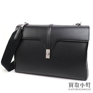 【最大1万円OFFクーポン! 5/5～】【未使用品】セリーヌ【CELINE】「24H」 16バッグ セーズ スムースカーフスキン ブラック ブリーフケース ビジネスバッグ 書類鞄 メンズ 195533CR4.38SI 24H 16 BRIEFCASE【Sランク】【新品同様】【【中古】