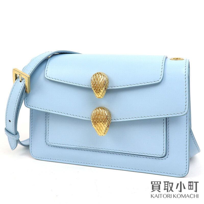 【美品】ブルガリ × アレキサンダーワン【ALEXANDER WANG × BVLGARI】セルペンティフォーエバー ベルトバッグ ショルダー ブルー スネ..