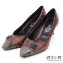 【最大3万円OFFクーポン! 5/1～】トッズ【TOD'S】パイソン パンプス ブラウン キトゥン コーンヒール ポインテッドトゥ レディース ローヒール 婦人靴 #36 1/2 PYTHON PUMPS【ABランク】【中古】【中古】