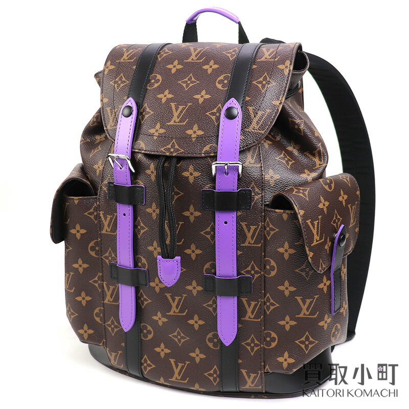 【美品】ルイヴィトン【LOUIS VUITTON】M46247 クリストファーPM モノグラム ヴィオレ メンズ バックパック リュックサック デイパック マカサー レザー LV CHRISTOPHER PM MONOGRAM BACKPACK【SAランク】【中古】