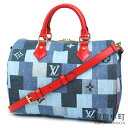 【新品同様】ルイヴィトン【LOUIS VUITTON】M45041 スピーディバンドリエール30 モノグラムデニム スクエア パッチワーク ブルー 2WAYショルダー ミニボストンバッグ 斜め掛け LV SPEEDY BANDOULIERE 30【Sランク】【美品】【中古】