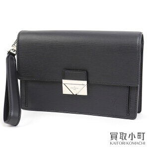 【美品】ルイヴィトン【LOUIS VUITTON】M42742 ポシェットテムズ エピ ノワール シルバー金具 セカンドバッグ メンズ クラッチ リストレット ブラックレザー LV CLUTCH THAMES EPI NOIR HANDBAG【Aランク】【中古】