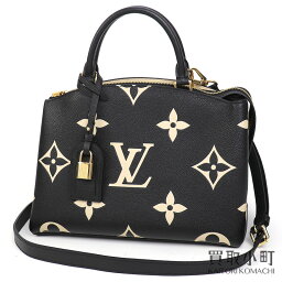 【最大1万円OFFクーポン! 4/20～】【美品】ルイヴィトン【LOUIS VUITTON】M58913 プティパレ PM モノグラムアンプラント ブラック バイカラー モノグラムジャイアント 2WAY ショルダー トート ハンドバッグ LV PETIT PALAIS PM【A 【中古】