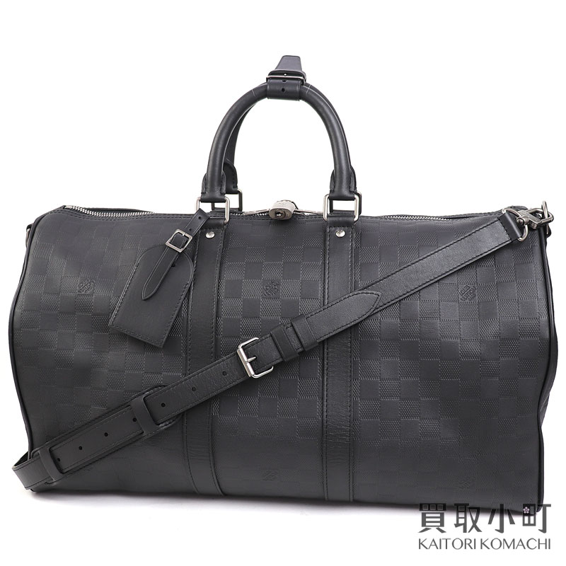 【美品】ルイヴィトン 【LOUIS VUITTON】N41145 キーポルバンドリエール45 ダミエアンフィニ オニキス トリヨンレザー 2WAYショルダー ボストンバッグ トラベル 旅行鞄 ブラック LV KEEPALL BANDOULIERE 45 DAMIER INFINI【Aランク】【中古】