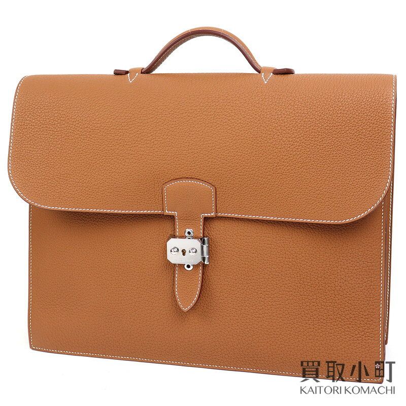 【美品】エルメス【HERMES】サックアデペッシュ38 トゴ ゴールド シルバー金具 レザー ブリーフケース ビジネスバッグ 書類鞄 メンズ 紳士鞄 新型 D刻印 SAC A DEPECHE 38 BRIEFCASE 【SAランク】【中古】