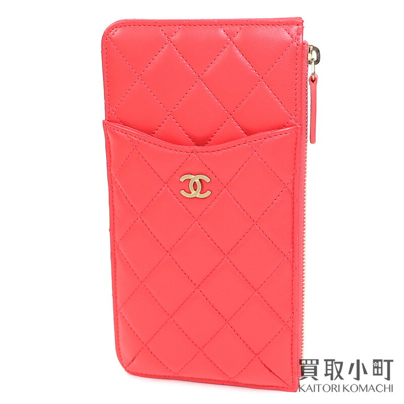 【美品】シャネル【CHANEL】クラシック ポーチ ラムスキン マトラッセ スマートフォンケース カードケース ドキュメントケース スマホポーチ ココマーク AP0225 #27 CLASSIC POUCH【SAランク】【中古】