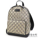 【最大1万円OFFクーポン! 5/5～】【新品同様】グッチ【GUCCI】GGスプリーム キャンバス ビー バックパック ベージュ×ブラックレザー リュックサック デイパック 蜂 ハチ プリント 427042 9N0AG 8319 GG SUPREME BEE BACKPACK BLACK【中古】