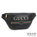 【最大1万円OFFクーポン! 4/24～】グッチ【GUCCI】グッチプリント レザー ミディアム ベルトバッグ ブラック ヴィンテージロゴ ウェブストライプ ボディバッグ ウエストポーチ 530412 0GCCT 8164 LOGO BELT BAG【ABランク】【中古 【中古】