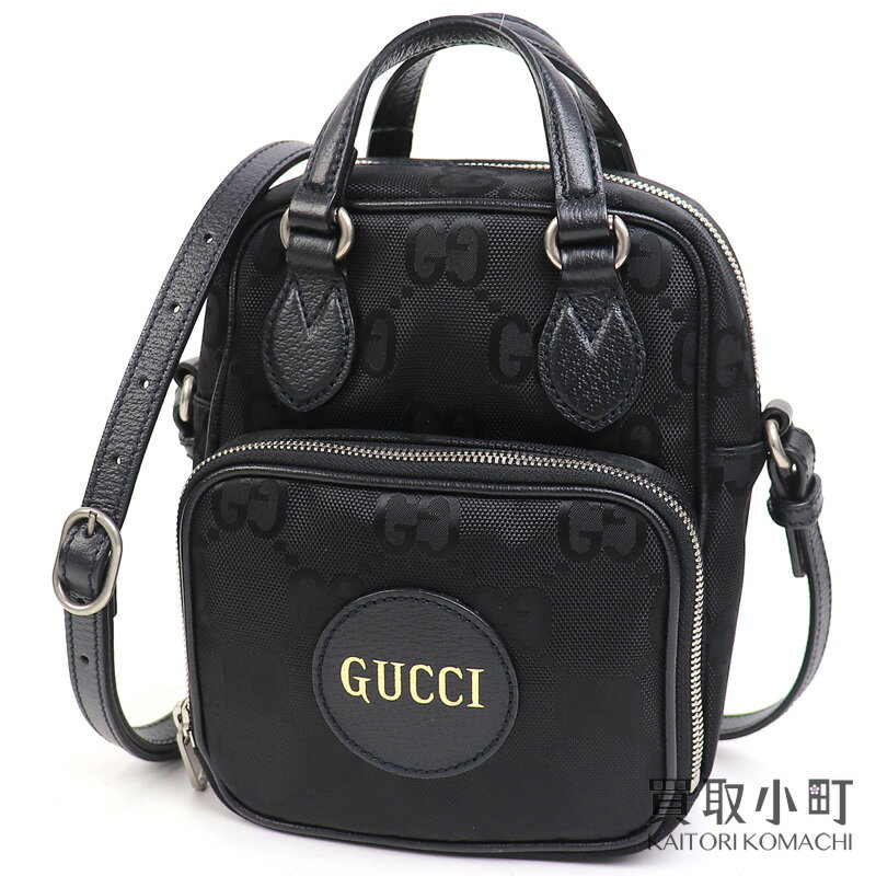 【美品】グッチ【GUCCI】オフ ザ グリッド ショルダーバッグ GG ナイロンキャンバス ブラック トップハンドル クロスボディ 斜め掛け ダブルG ポシェット 625850 H9HAN 1000 GG Off The Grid CROSSBODY BAG【SAランク】【中古】