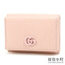 【美品】グッチ【GUCCI】ダブルG ウォレット GGマーモント ピンク レザー コンパクトウォレッ ...