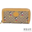 【美品】グッチ×ディズニー【GUCCI×DISNEY】ジップアラウンドウォレット ミッキーマウスプリ ...