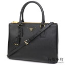 【最大1万円OFFクーポン! 5/5～】【美品】プラダ【PRADA】ガレリア サフィアーノレザー ラージバッグ ブラック カーフレザー トライアングルロゴ 2WAYショルダー トート 定番 1BA274 NZV F0002 SAFFIANO NERO GALLERIA BAG【SAラン【中古】