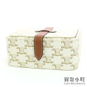 【最大3万円OFFクーポン!5/1〜】【美品】セリーヌ【CELINE】ラージ ジュエリーケース トリオンフキャンバス ホワイト アクセサリーケース ジュエリーボ...