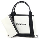 【最大1万円OFFクーポン! 5/5～】【美品】バレンシアガ【BALENCIAGA】ネイビーカバ S スモールサイズ トートバッグ コットンキャンバス ナチュラル ノアール カバスS 339933 2HH3N 9260 #P NAVY CABAS S SMALL TOTE BAG【Aランク】【中古】