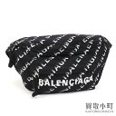 【美品】バレンシアガ【BALENCIAGA】ホイール ベルトパック ロゴプリント ノアール ナイロン ボディバッグ ウエストポーチ ベルトバッグ フロントロゴ 刺繍 ウィール 総柄 533009 H857X 1090 #T WHEEL BELT PACK NYLON【Aランク】【中古】