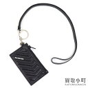 【最大1万円OFFクーポン! 4/24～】【美品】バレンシアガ【BALENCIAGA】カードホルダー コインケース ネックストラップ付き キーリング付き カードケース ブラック コインパース 683425 2103I 1000 CAR CARD CASE WITH NECK STRAP【【中古】