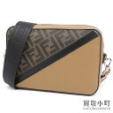 【新品同様】フェンディ【FENDI】ダイアゴナル カメラケース FFキャンバス モノグラム ズッカ ブラウンレザー カメラバッグ ショルダー 斜め掛け 7M0286 AJF8 F1EGA CAMERA CASE BAG【SAランク】【美品】【中古】