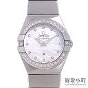 【美品】オメガ 【OMEGA】 123.15.24.60.55.006 コンステレーション クォーツ 24MM ダイヤモンド ホワイト マザーオブパール ダイヤベゼル シェル レディースウォッチ SSブレス 女性用腕時計 CONSTELLATION QUARTZ WATCH DIAMOND【Aランク】【中古】