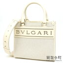 【最大3万円OFFクーポン!5/1〜】【美品】ブルガリ【BVLGARI】ブルガリロゴ スモールトートバッグ キャンバス ホワイト 2WAYショルダー ハンドバッグ スクエア チェーンモチーフロゴ 斜め掛け 291001 LOGO TOTE BAG【Aランク】【中古 【中古】(4)