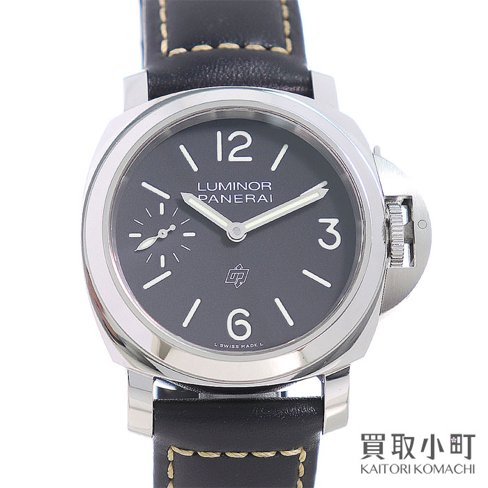 【最大1万円OFFクーポン! 5/20～】【美品】オフィチーネ パネライ【OFFICINE PANERAI】ルミノール ロゴ 44MM スモールセコンド メカニカル メンズウォッチ ブラック レザーベルト 男性用腕時計 手巻き PAM01084 LUMINOR LOGO WATCH【中古】