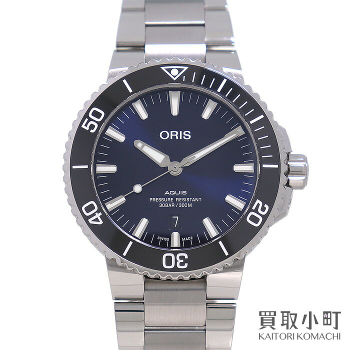 【最大1万円OFFクーポン! 5/20～】【美品】オリス【ORIS】 アクイスデイト オートマティック ダイバーズウォッチ SSブレス ブルー メンズ 自動巻き 男性用腕時計 01 733 7730 4135-07 8 24 05PEB AQUIS DATE 43.5mm WATCH【Aランク【中古】