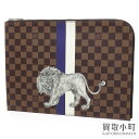 【最大3万円OFFクーポン! 5/15〜】【新品同様】ルイヴィトン 【LOUIS VUITTON】 N63345 ポシェットジュールGM チャップマンブラザーズ サバンナ 限定品 ダミエ クラッチバッグ ドキュメントケース セカンドバッグ ライオン アニマ 【中古】(4)