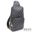【美品】ルイヴィトン【LOUIS VUITTON】N40097 アヴェニュー スリングバッグ ダミエアンフィニ レザー ブラック シルバーメタリック クロスボデ...