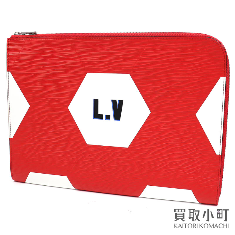 【最大3万円OFFクーポン! 5/15～】【新品同様】ルイヴィトン 【LOUIS VUITTON】 M63232 ポシェットジュール GM エピレザー ルージュ 2018 W杯 オフィシャルライセンスプロダクト メンズ クラッチ ドキュメントケース セカンドバッ 【中古】