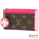 【美品】ルイヴィトン【LOUIS VUITTON】 M67494 ポルトカルト ジップ モノグラム フラワー コインケース カードホルダー 小銭入れ ピンクレザ...