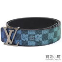 【最大1万円OFFクーポン! 5/5～】【新品同様】ルイヴィトン 【LOUIS VUITTON】M0249 サンチュール ダミエ レインボー 40MM LVイニシャル リバーシブル ダミエアンフィニ オニキス ブラックレザー 90cm メンズベルト SAINT-CHEOL LV【中古】