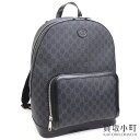 【美品】グッチ【GUCCI】インターロッキングG付き バックパック ブラック GGスプリームキャンバス リュックサック デイパック メンズ 704017 HUH...