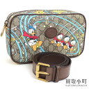 【美品】グッチ×ディズニー【GUCCI×DISNEY】ドナルドダック GGスプリーム ベルトバッグ べージュ&エボニー ショルダー 斜め掛け 602695 2O...
