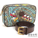 【新品同様】グッチ×ディズニー【GUCCI×DISNEY】ドナルドダック GGスプリーム ベルトバッグ べージュ&エボニー ショルダー 斜め掛け 602695 ...