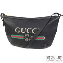 【美品】グッチ【GUCCI】グッチプリント ハーフムーン ホーボーバッグ ブラック メッセンジャー ショルダーバッグ 斜め掛け 523588 0GCAT 816...