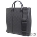 【美品】グッチ【GUCCI】GG ラバーエフェクト トートバッグ ブラック GGエンボスレザー 2WAY ショルダーバッグ スクエア 縦型トート 斜め掛け 77...