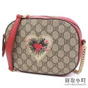 【最大3万円OFFクーポン! 5/15〜】グッチ 【GUCCI】 GGスプリーム キャンバス ハート&フラワー エンブロイダリー ワッペン ショルダーバッグ ク...