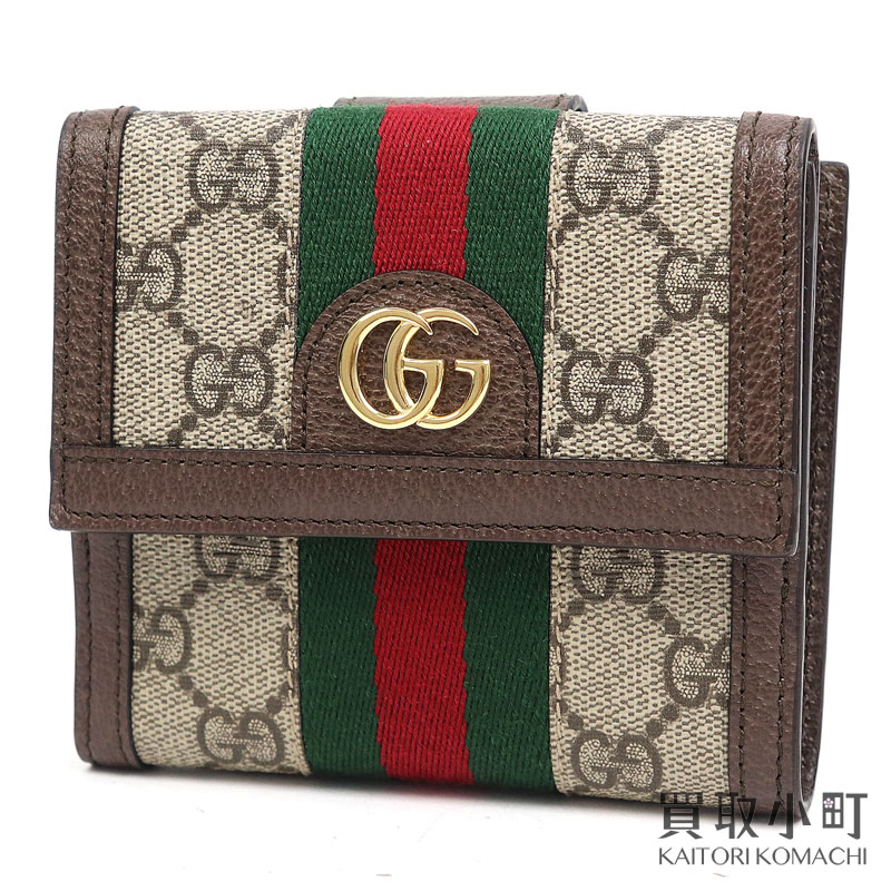 【最大1万円OFFクーポン! 5/20～】【未使用品】グッチ 【GUCCI】オフィディア GG フレンチフラップウォレット GGスプリーム キャンバス ウェブ マーモント ダブルG コンパクト 折り財布 サイフ 523173 96IWG 8745 OPHIDIA GG FRENC【中古】