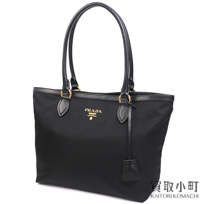 【美品】プラダ【PRADA】メタルロゴ トートバッグ ブラック テスートナイロン 1BG159 QXO F0002 NERO TOTE BAG【Aランク】【中古】