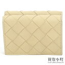 【美品】ボッテガヴェネタ 【BOTTEGA VENETA】イントレチャート タイニー 三つ折りウォレット ベージュ カーフスキン コンパクト ミニ 三つ折り財布 サイフ 666944 VCPP3 9776 BV INTRECCIATO TINY WALLET【SAランク】【中古】