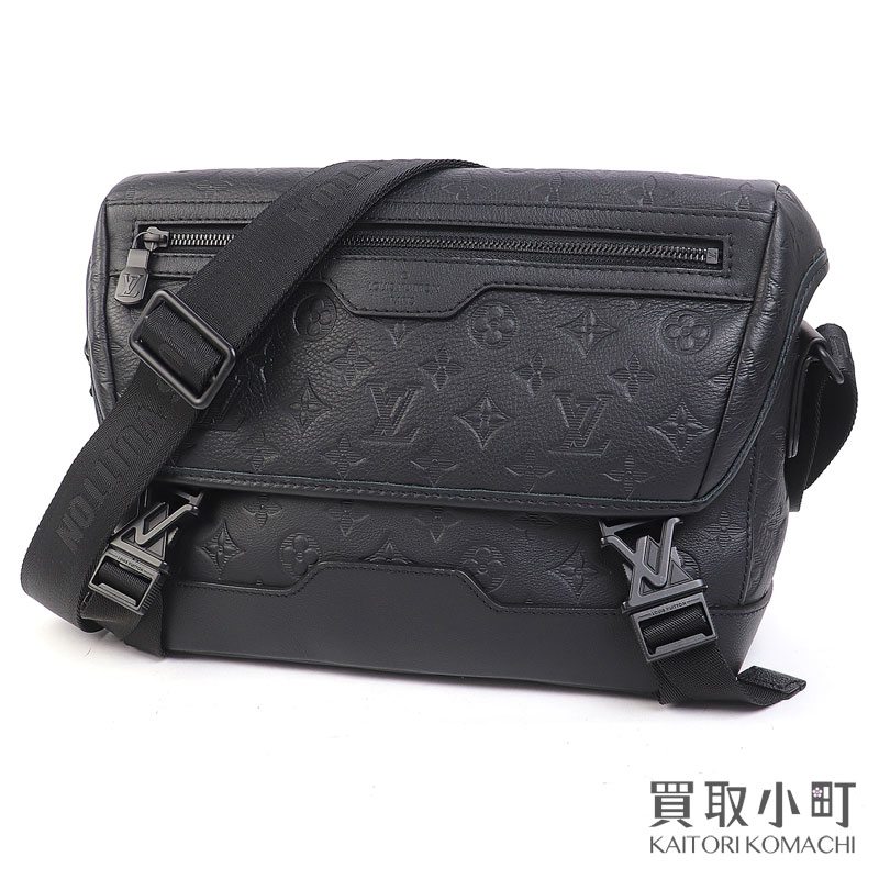 【美品】ルイヴィトン【LOUIS VUITTON】M25121 メッセンジャー ヴォワヤージュ PM モノグラムシャドウ レザー ノワール メンズ ショルダーバッグ ブラックレザー 斜め掛け LV MESSENGER VOYAGER PM【SAランク】【中古】