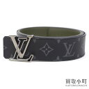 【新品同様】ルイヴィトン 【LOUIS VUITTON】M0252U サンチュール LVライン 40MM リバーシブル モノグラムエクリプス カーキ カーフレザー メンズベルト バンド LV Line 40mm Reversible Belt Monogram Eclipse【Sランク】【美品】【中古】